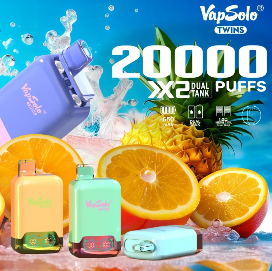VapSolo TWINS 20000 Puffs - Yaban Mersini Buzu/Fizzy Kiraz: İki Ruhlu Lezzet Devrimi