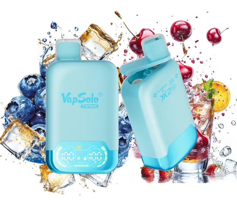 VapSolo TWINS 20000 Puffs - Yaban Mersini Buzu/Fizzy Kiraz: İki Ruhlu Lezzet Devrimi