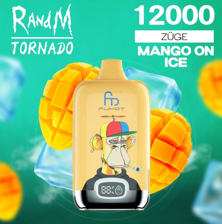 RandM Tornado 12000 Püf Vape - Buzda Mango: Tropikal Fırtınanın Türkiye'deki Yeni Yüzü